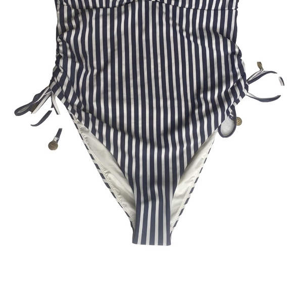 NEW TIGERLILY Devina Ponoma Blue White Striped Nautical One Piece Swimsuit M - Picture 9 of 16